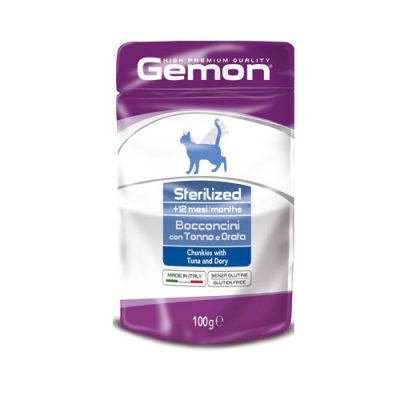 GEMON POUCH CHUNKIES STERILIZED WITH TUNA AND DORY, 100g